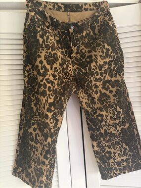 Leopard Print Cropped wide leg Jeans - Brown & Black